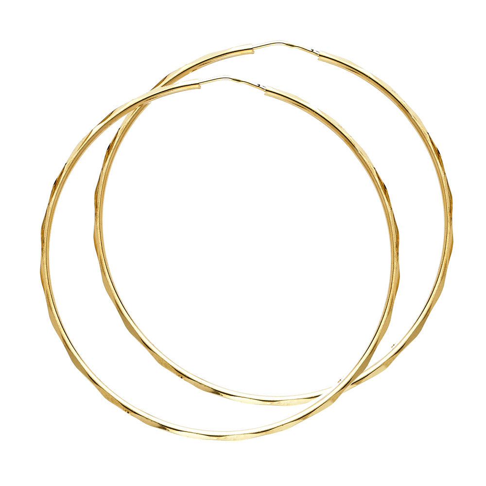 14K Yellow Gold 1.5 mm Faceted Round Tube Hoop