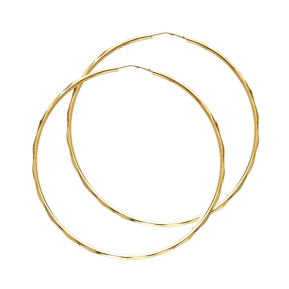 14K Yellow Gold 1.5 mm Faceted Round Tube Hoop