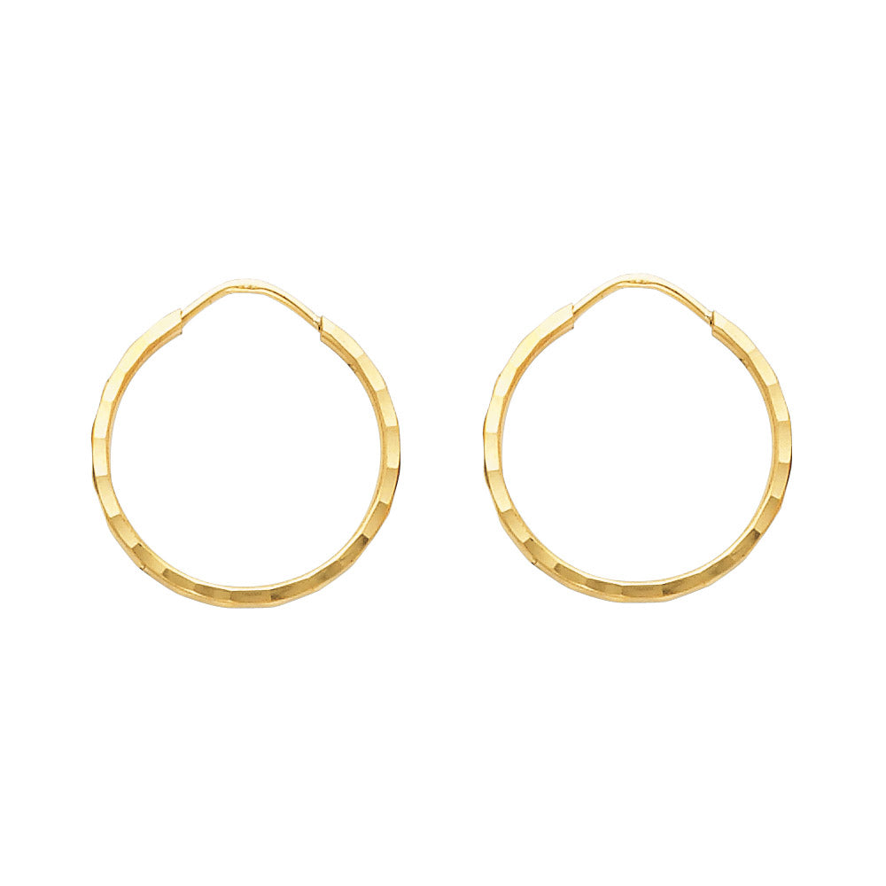 14K Yellow Gold 1.5 mm Shallow-Diamond Cut Endless Hoop