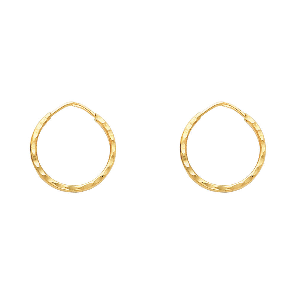 14K Yellow Gold 1.5 mm Shallow-Diamond Cut Endless Hoop