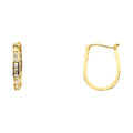 14K Yellow Gold Channel Round CZ U-Shape Earrings (12X15 mm)