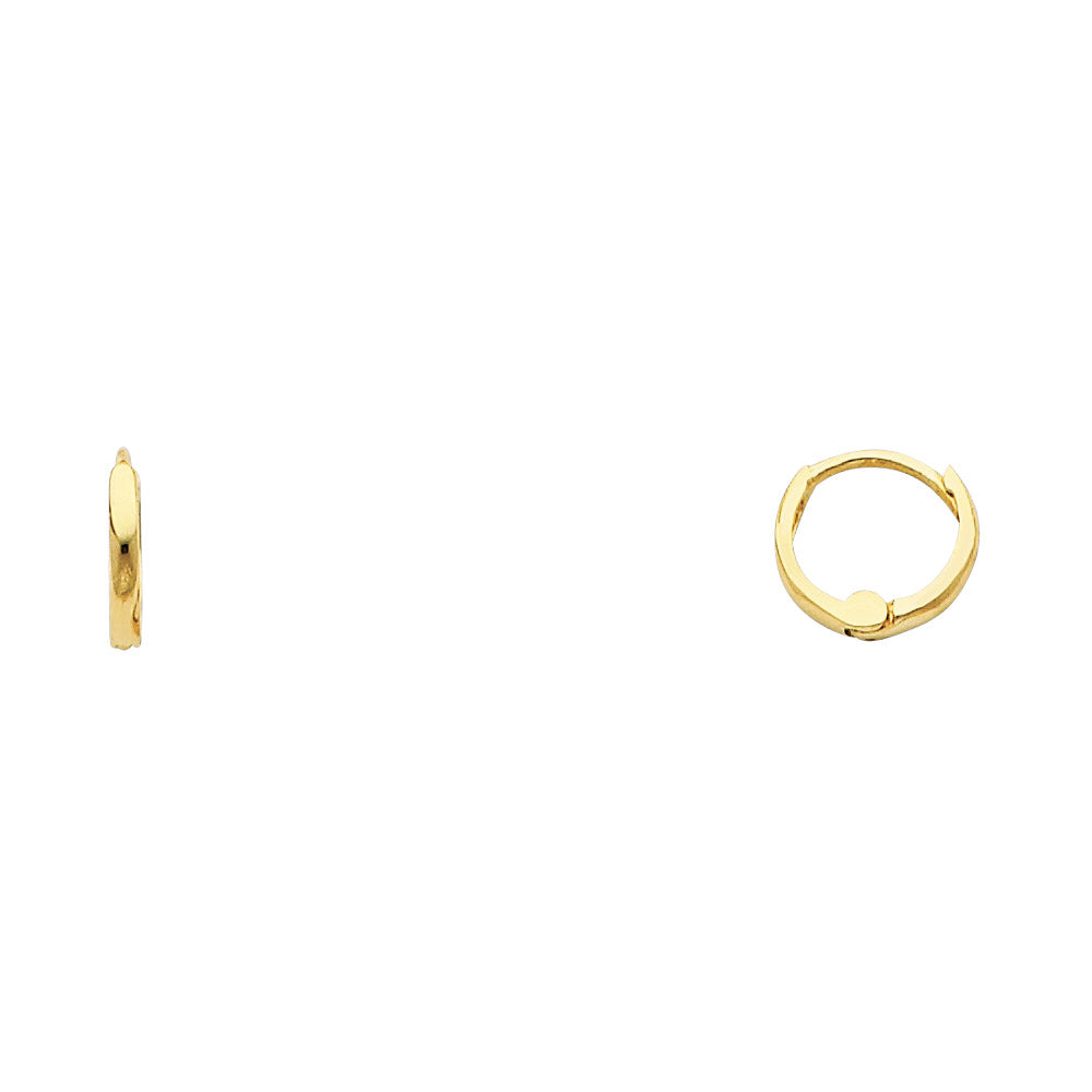 14K Yellow Gold Small Plain Huggies