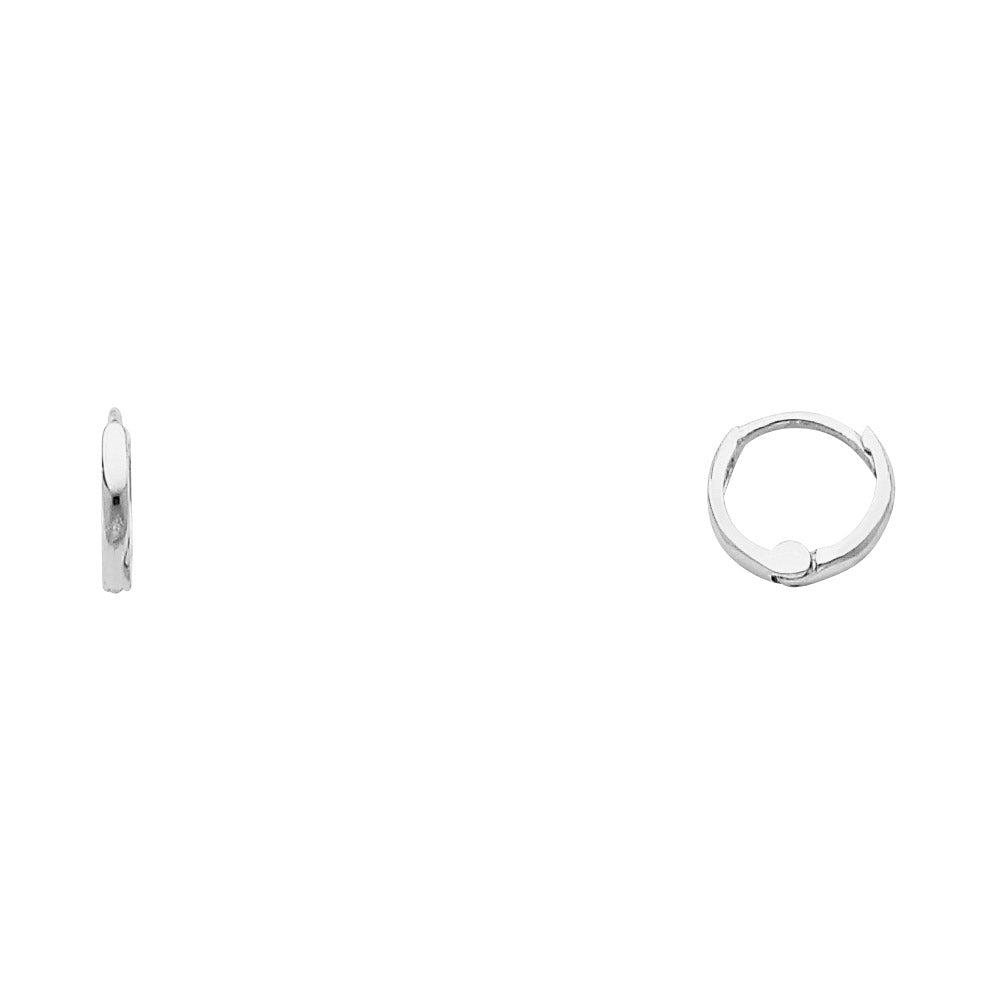 14K White Gold Small Plain Huggies