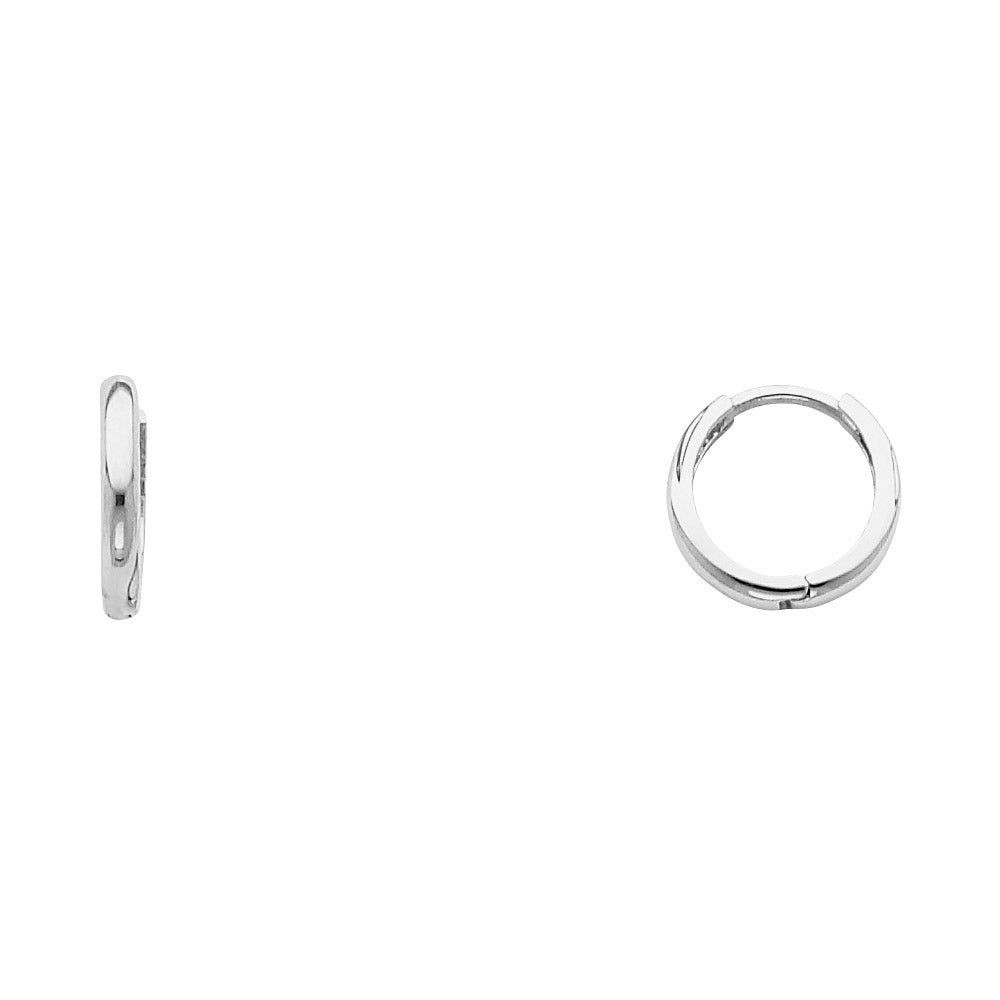 14K White Gold Small Plain Huggies