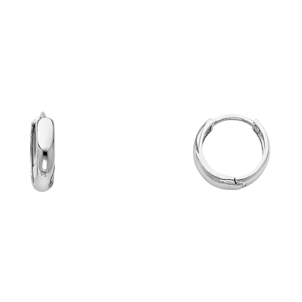 14K White Gold Small Plain Huggies