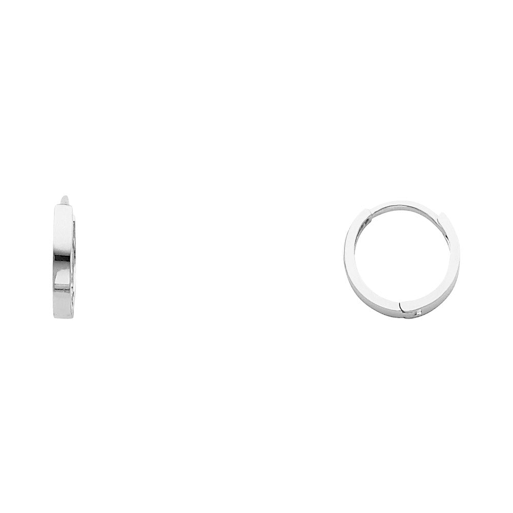 14K White Gold Small Plain Huggies