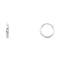 14K White Gold Diamond Cut Small Huggies