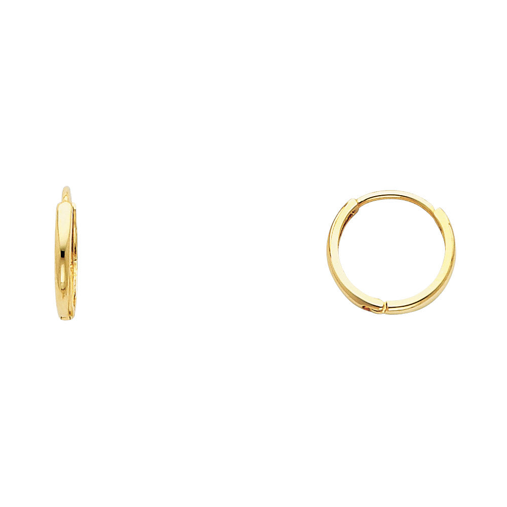 14K Yellow Gold Plain Huggies