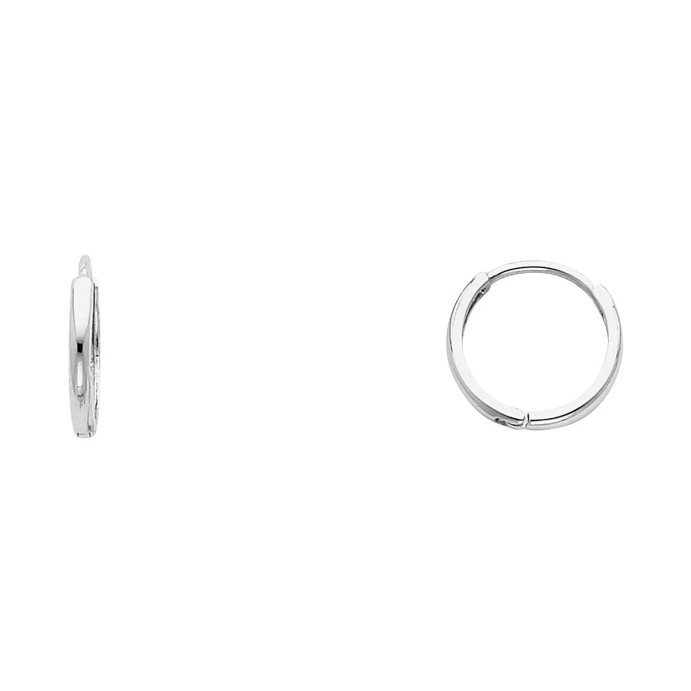 14K White Gold Plain Huggies