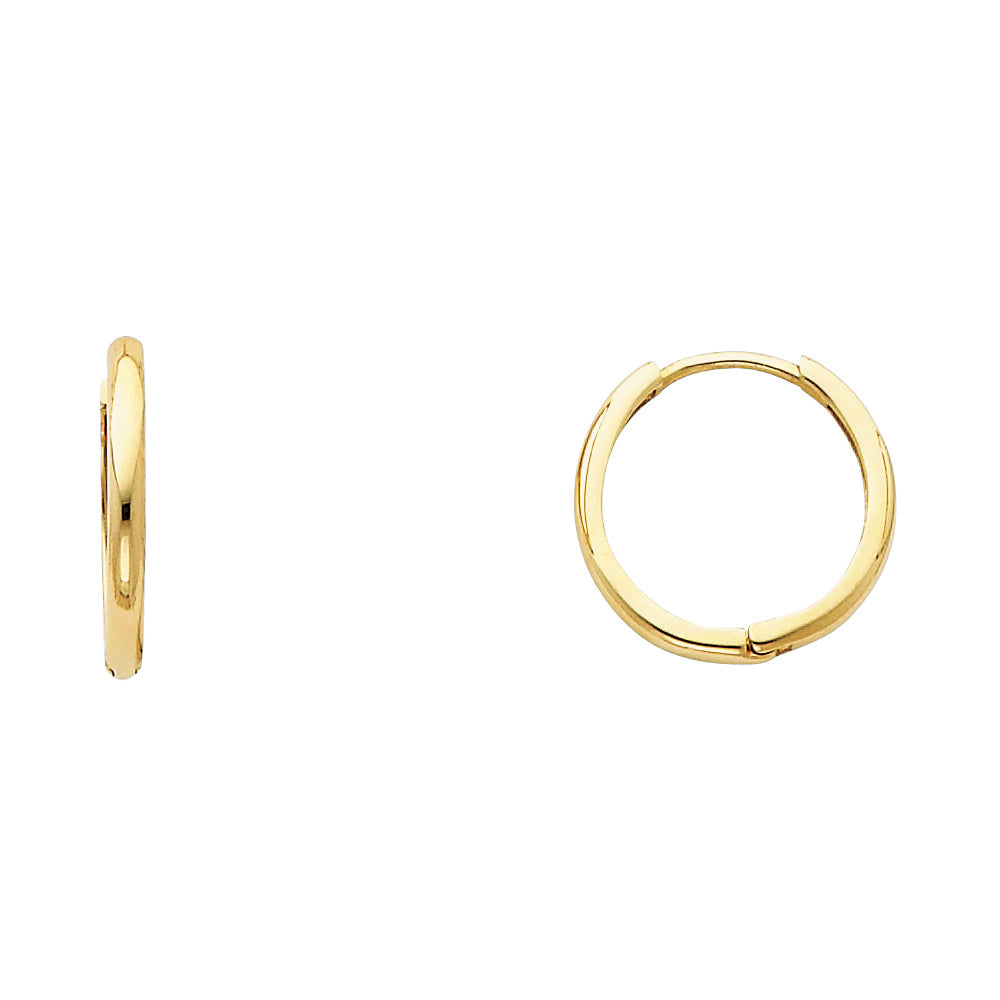 14K Yellow Gold Plain Huggies