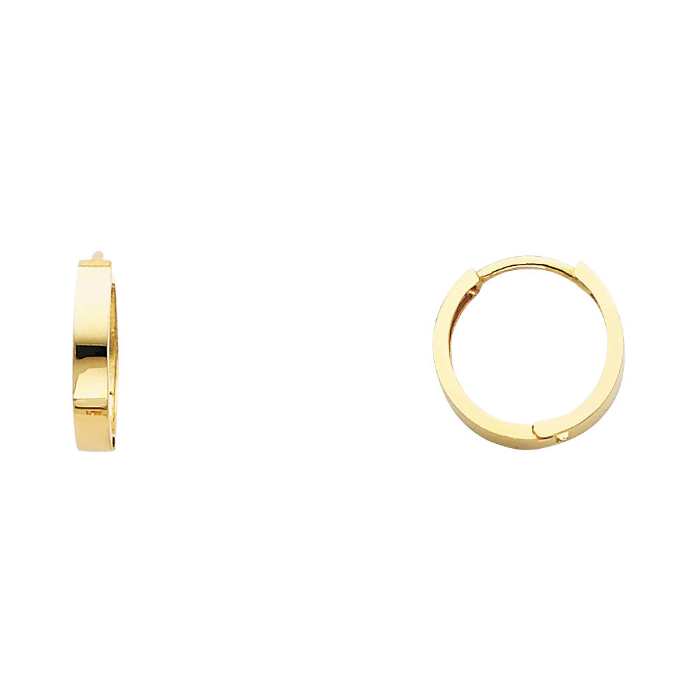 14K Yellow Gold Plain Huggies