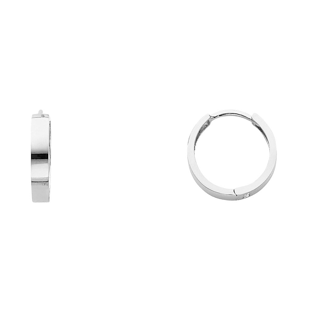 14K White Gold Plain Huggies