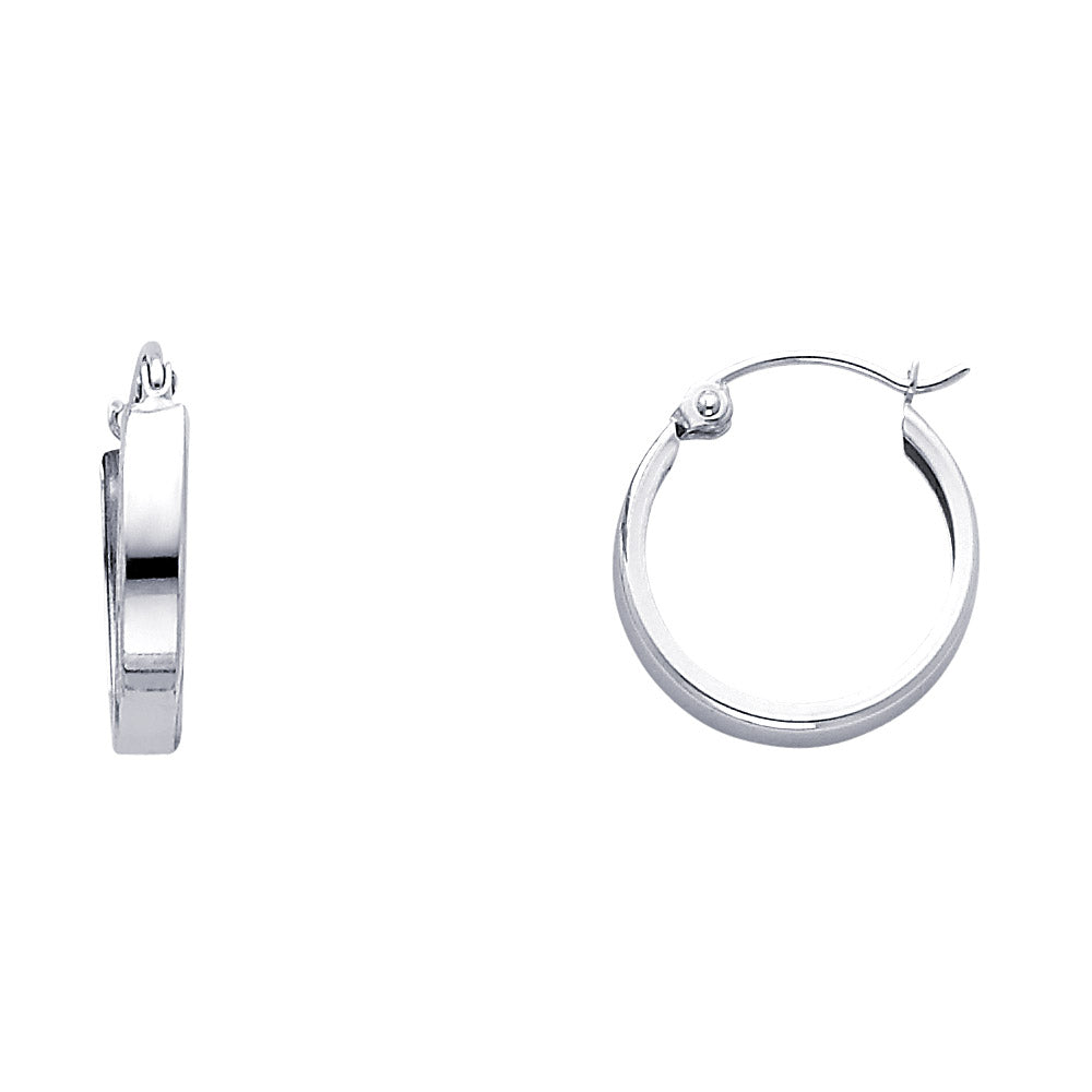14K White Gold Plain Huggies