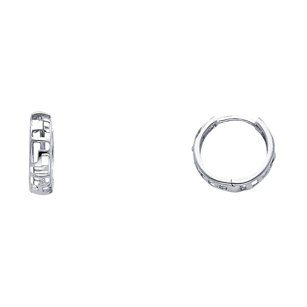 14K White Gold Designer Huggies