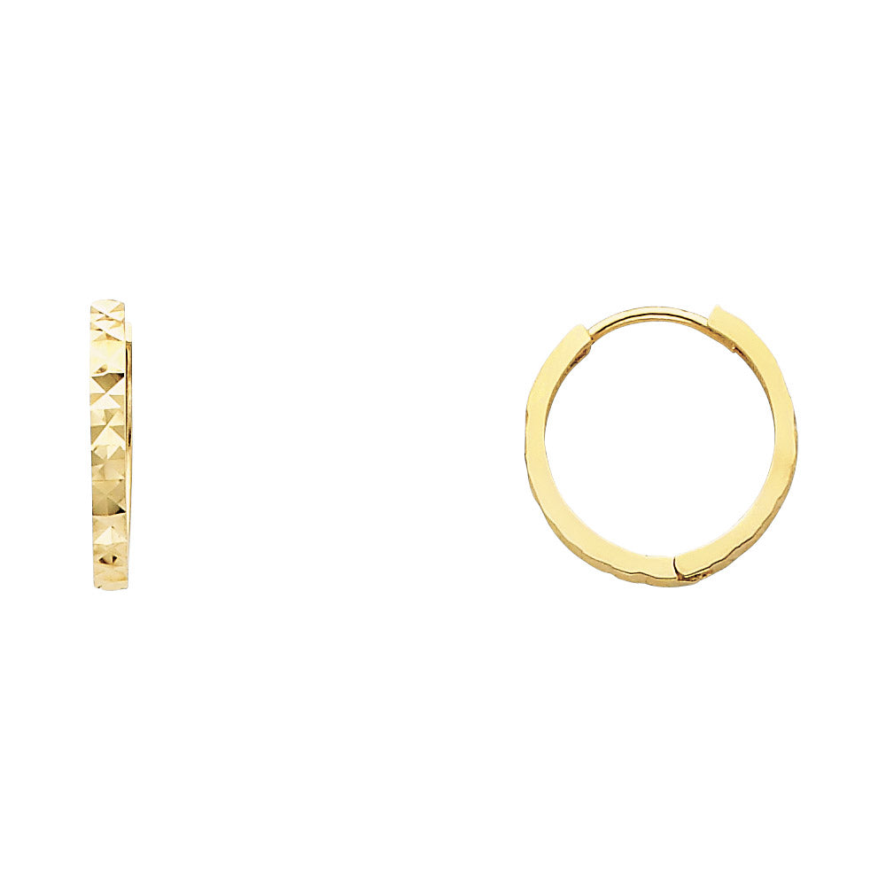 14K Yellow Gold Dia-Cut Huggies