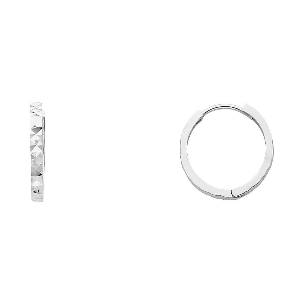 14K White Gold Dia-Cut Huggies