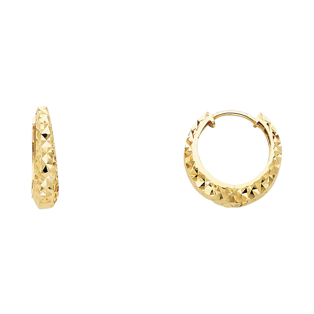 14K Yellow Gold Dia-Cut Huggies