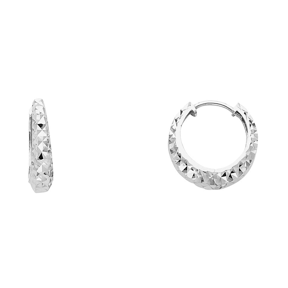 14K White Gold Dia-Cut Huggies