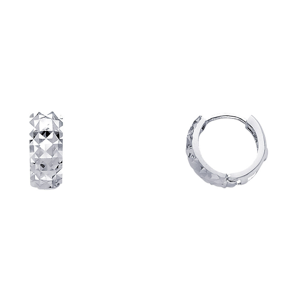 14K White Gold Dia-Cut Huggies