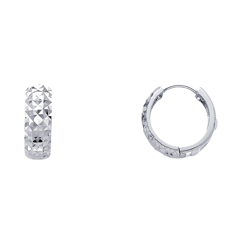 14K White Gold Dia-Cut Huggies