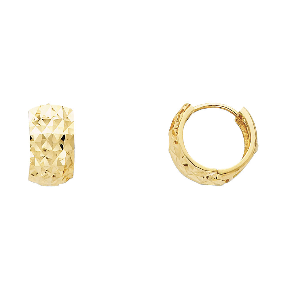 14K Yellow Gold Dia-Cut Huggies