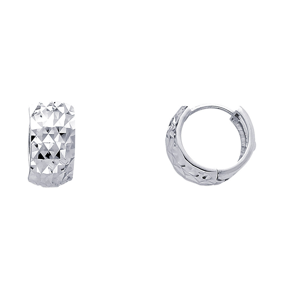 14K White Gold Dia-Cut Huggies