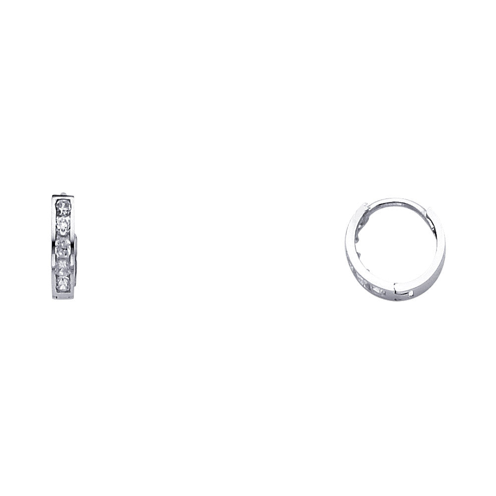 14K White Gold CZ Huggies (ER236W)