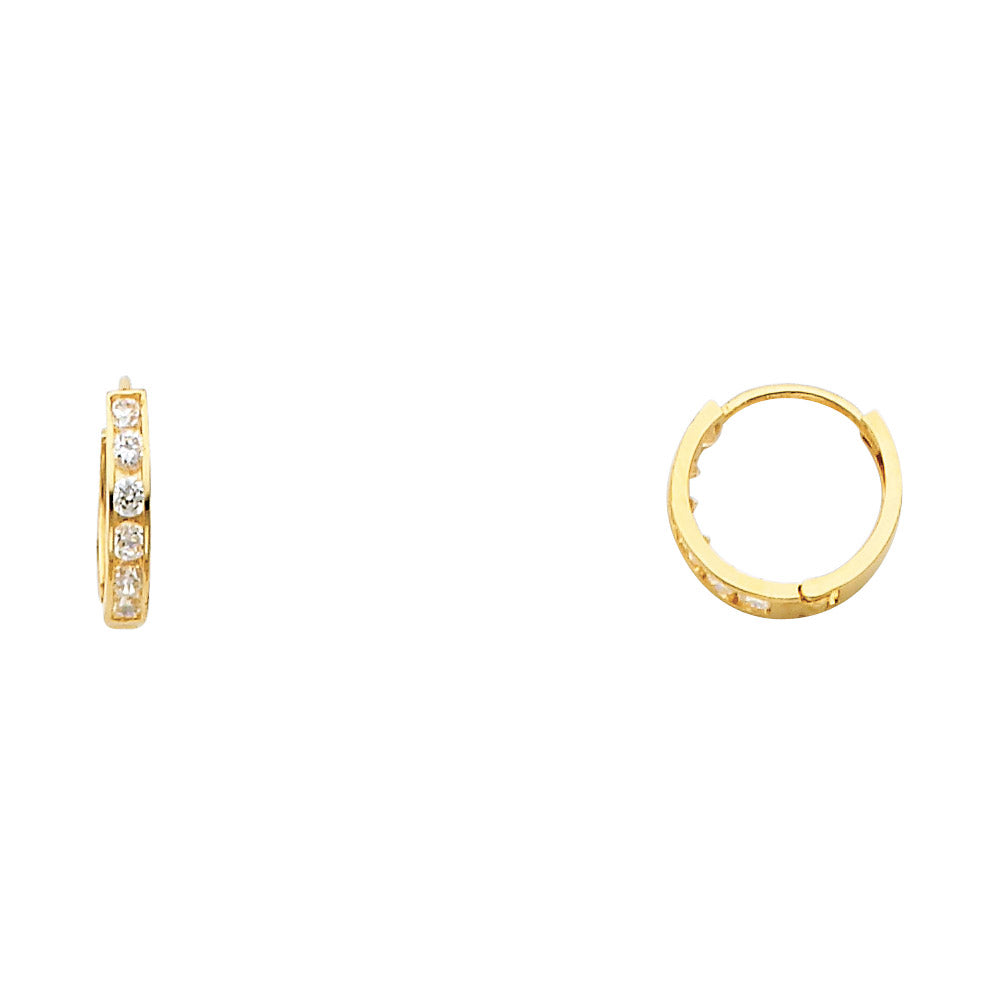 14K Yellow Gold CZ Huggies (ER237)