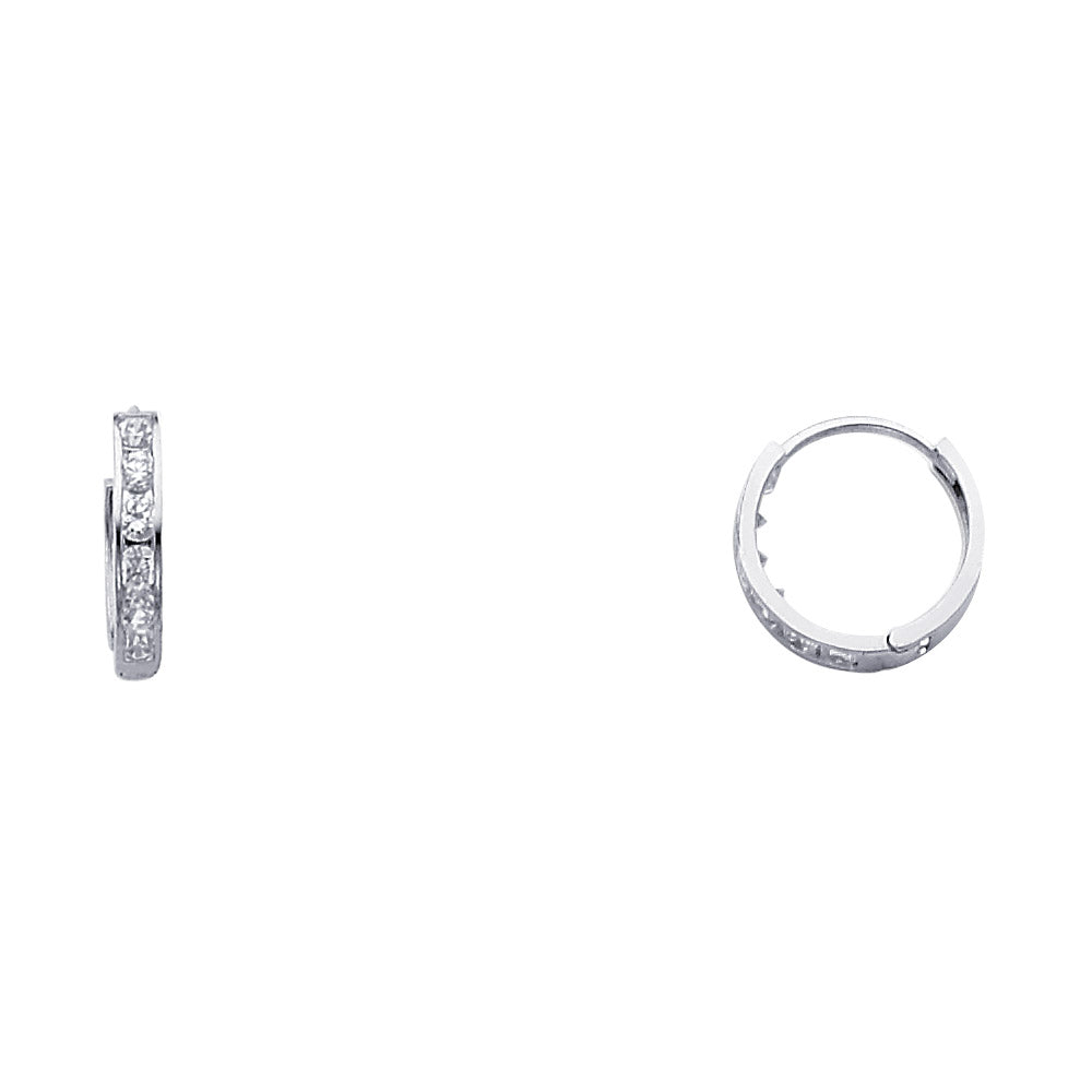 14K White Gold CZ Huggies (ER237W)