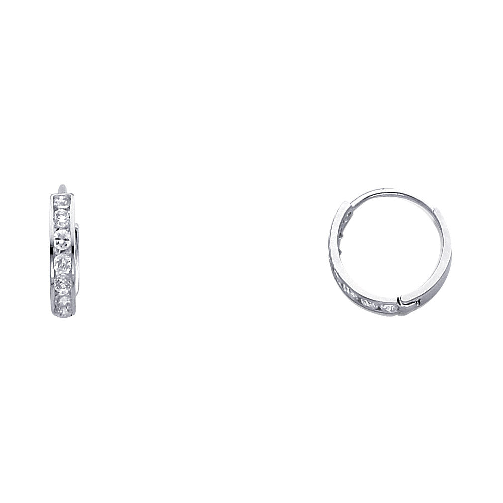 14K White Gold CZ Huggies (ER238W)