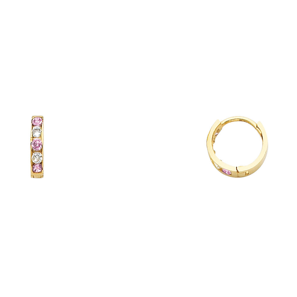 14K Yellow Gold CZ Huggies (ER240)