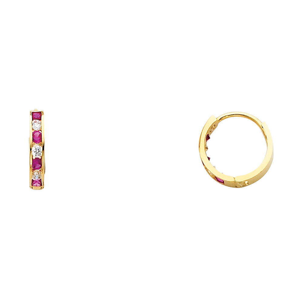 14K Yellow Gold CZ Huggies (ER243)