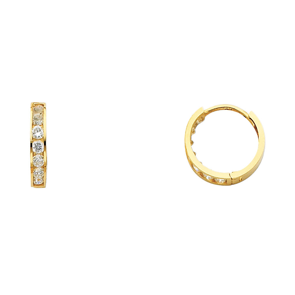 14K Yellow Gold CZ Huggies (ER245)