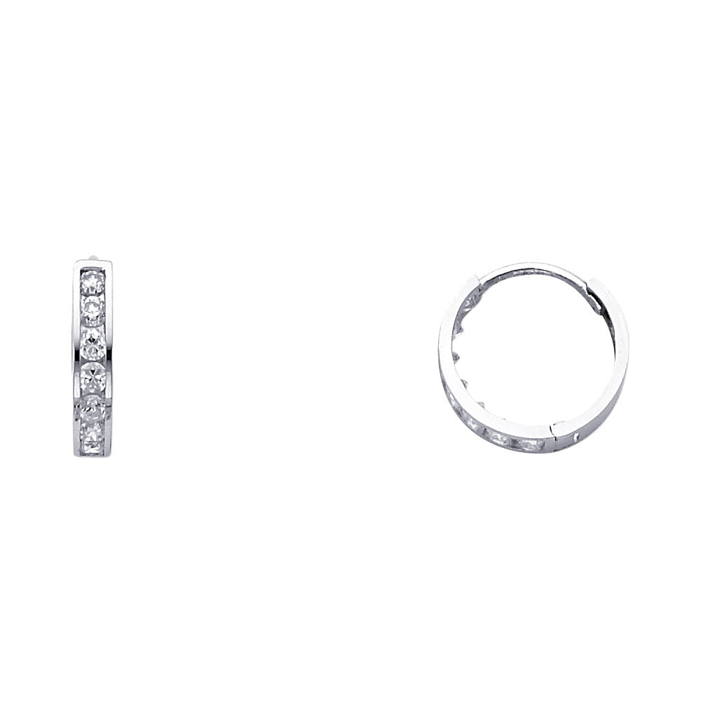 14K White Gold CZ Huggies (ER245W)
