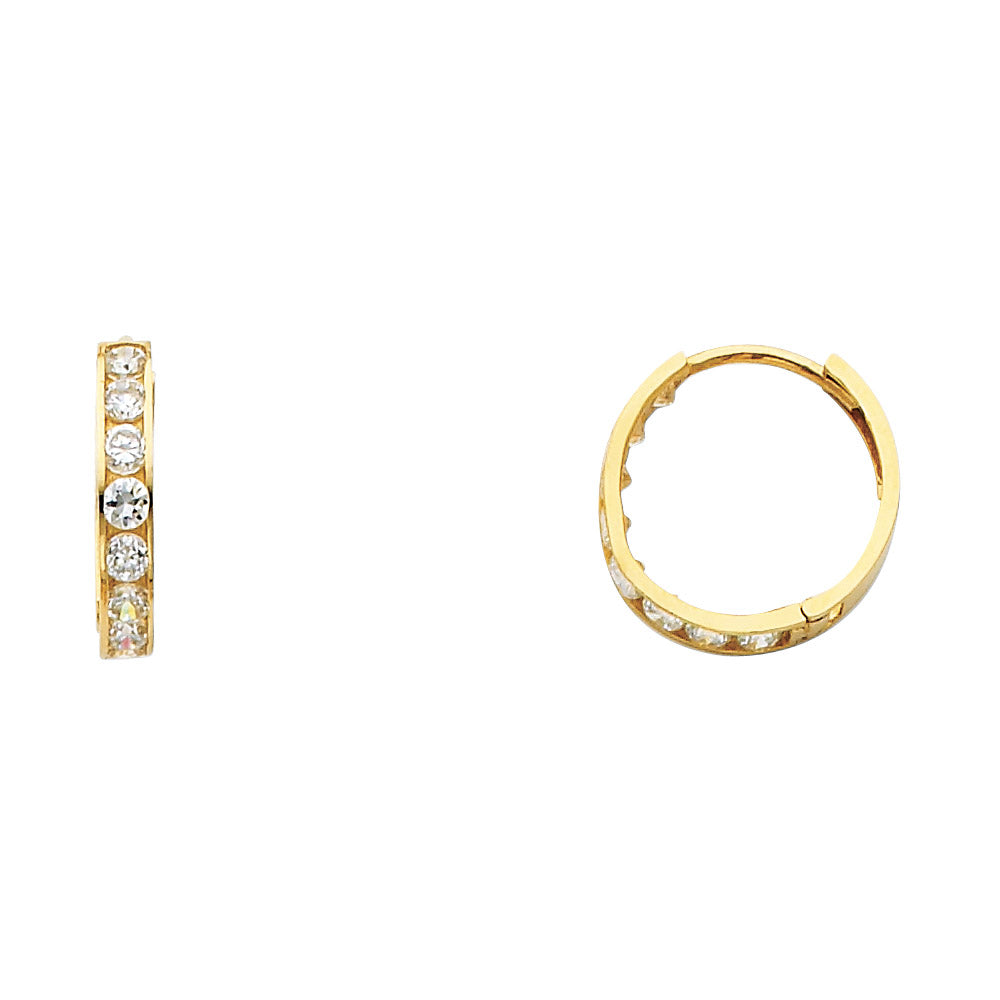 14K Yellow Gold CZ Huggies (ER246)
