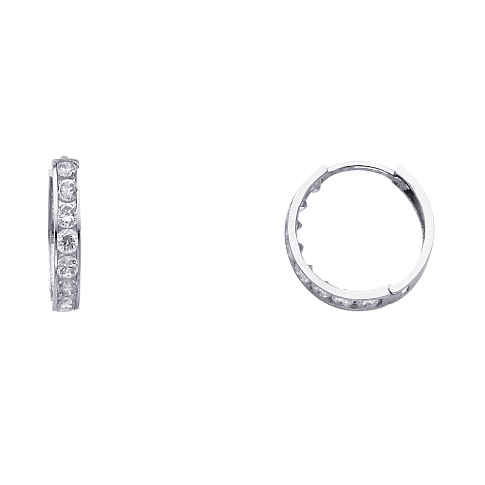 14K White Gold CZ Huggies (ER246W)
