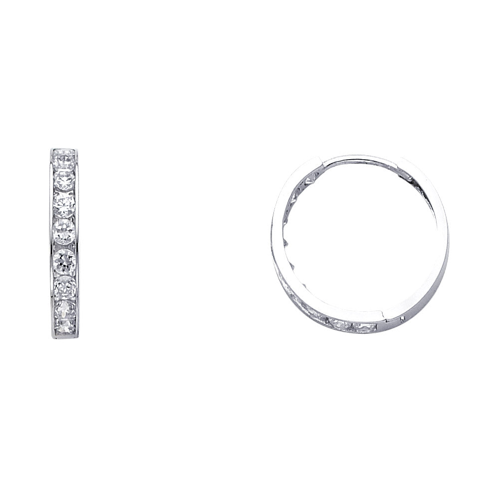 14K White Gold CZ Huggies (ER247W)
