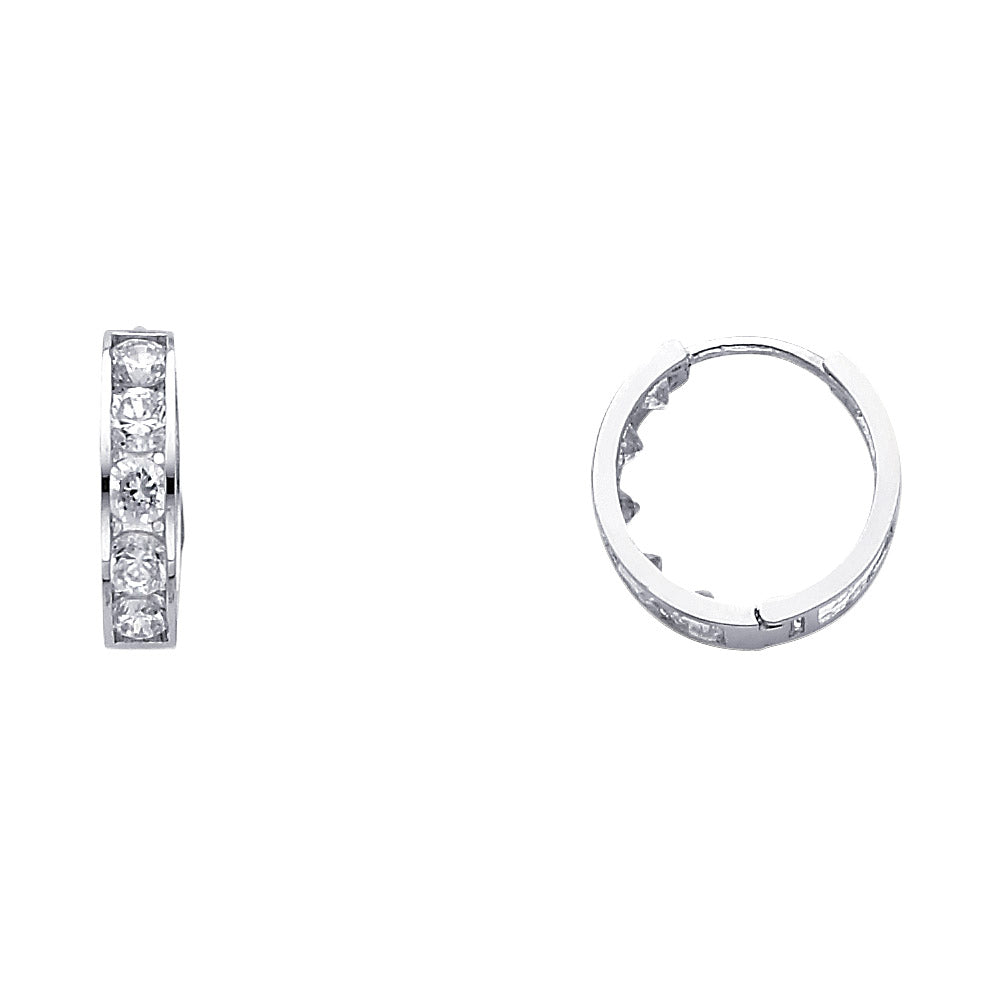 14K White Gold CZ Huggies (ER248W)
