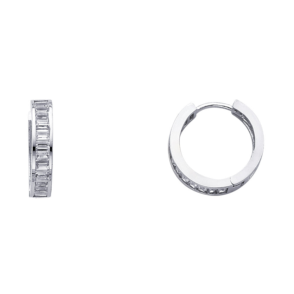 14K White Gold CZ Huggies (ER249W)