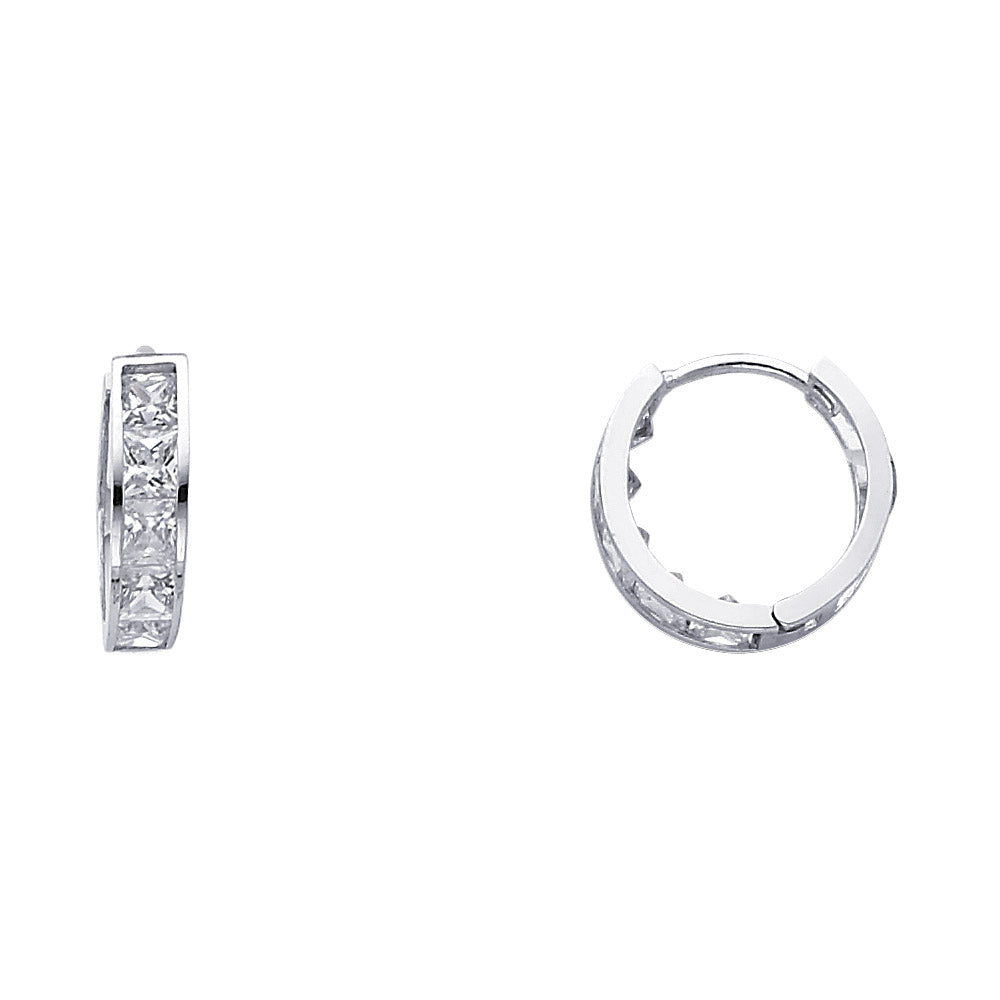 14K White Gold CZ Huggies (ER250W)