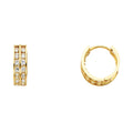 14K Yellow Gold Double CZ Huggies (ER263)