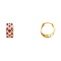 14K Yellow Gold Triple CZ Huggies (ER265)