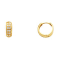 14K Yellow Gold Double CZ Huggies (ER268)