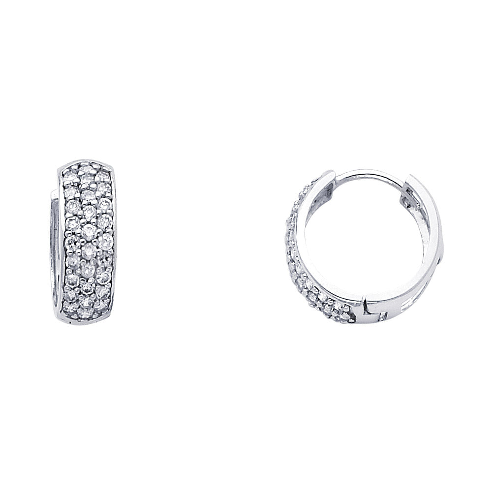 14K White Gold CZ Huggies (ER270W)