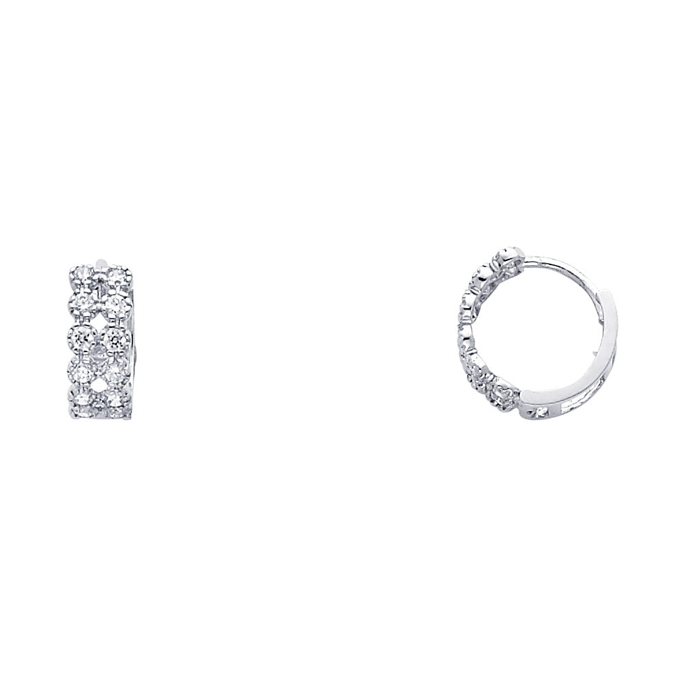 14K White Gold CZ Huggies (ER274W)