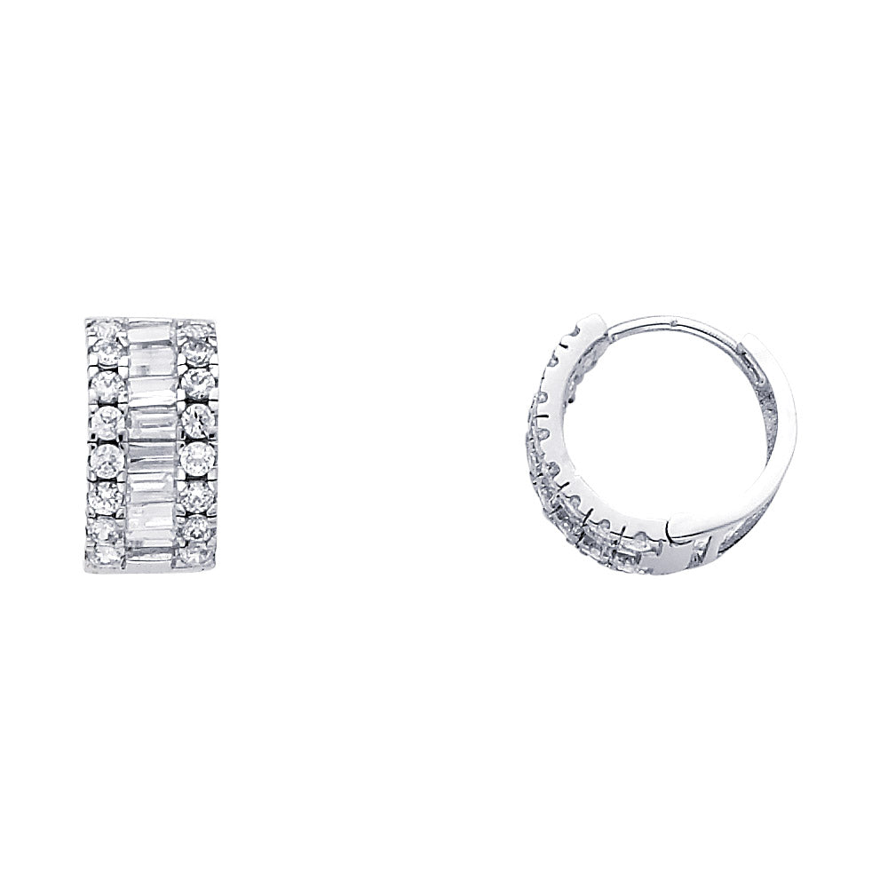 14K White Gold CZ Huggies (ER278W)