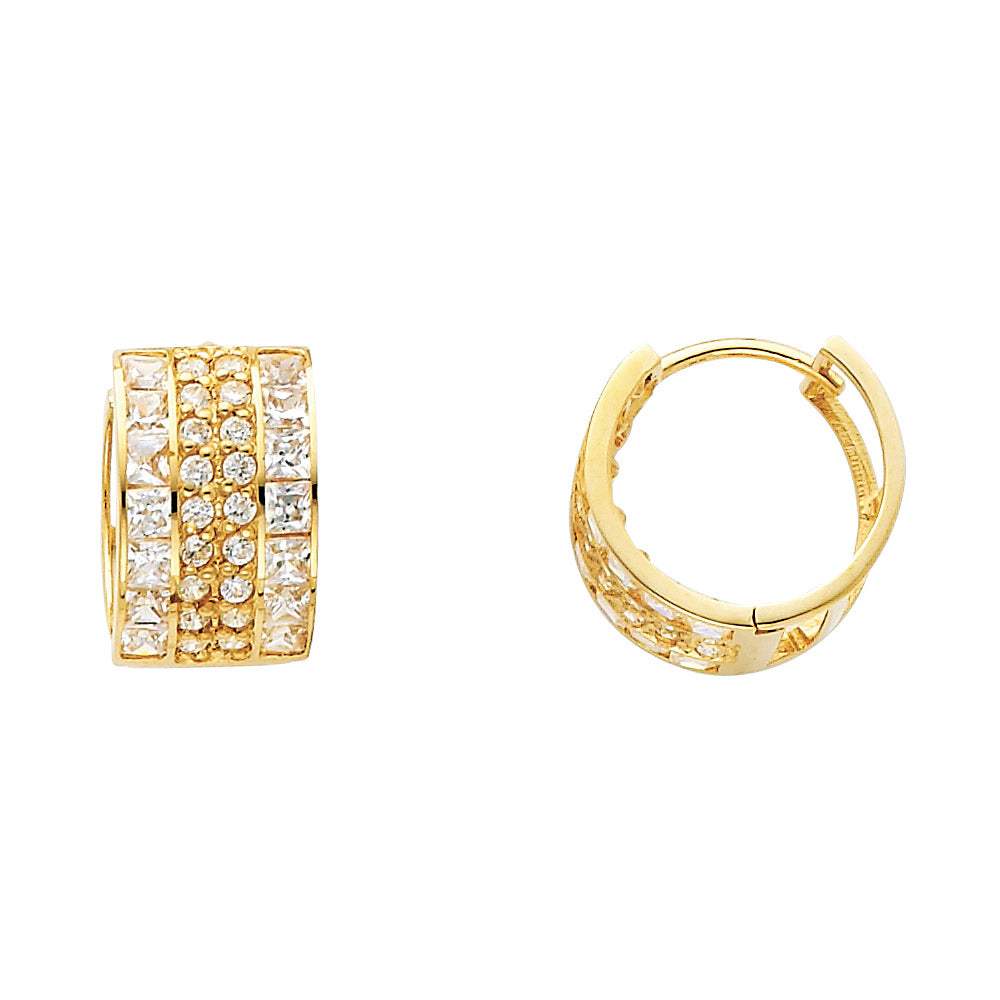 14K Yellow Gold CZ Huggies (ER279)