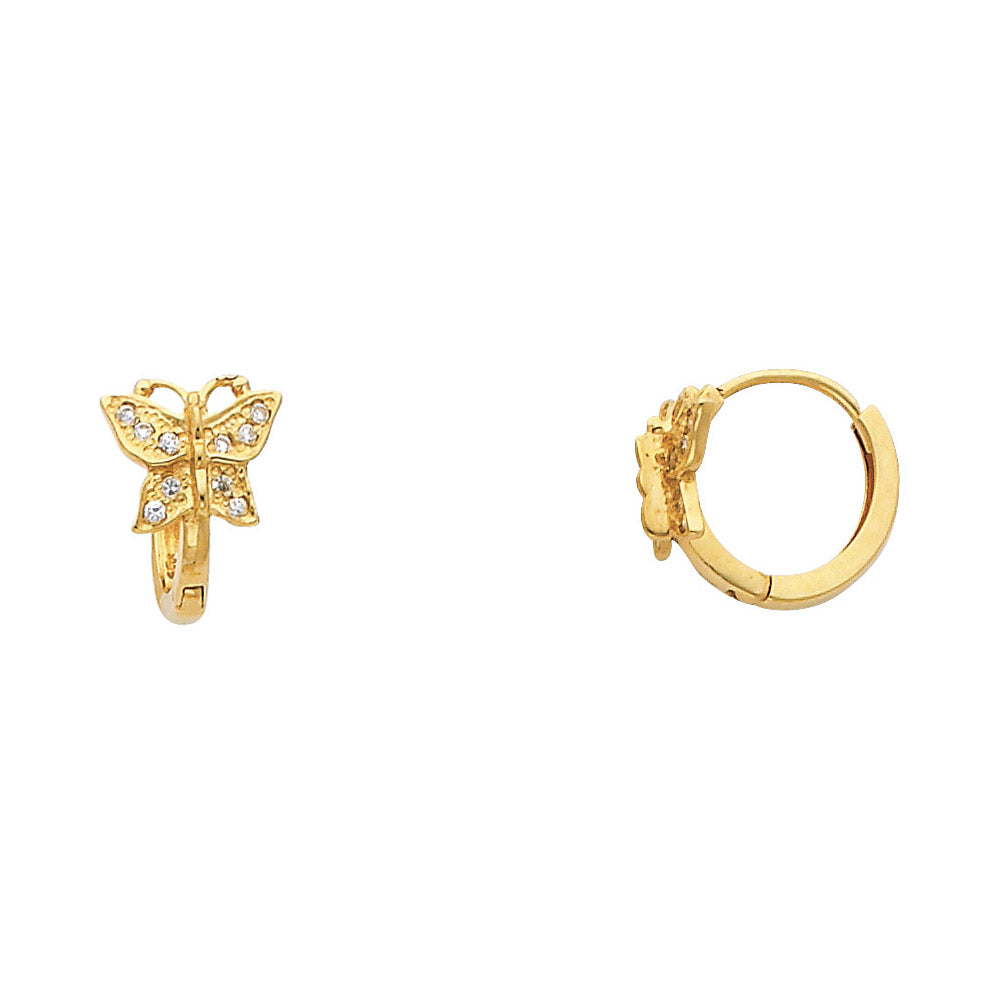 14K Yellow Gold Butterfly Huggies (ER289)