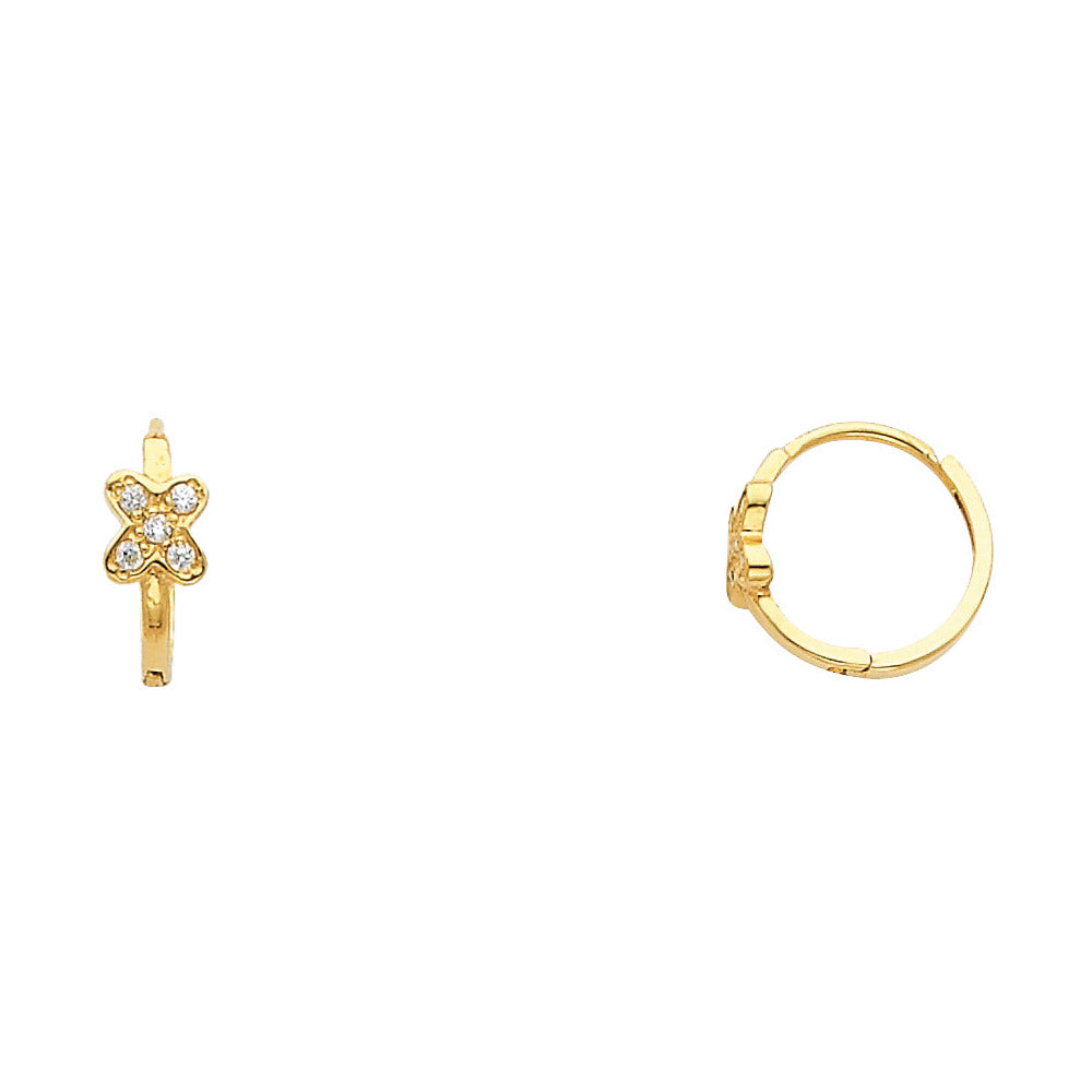 14K Yellow Gold CZ Huggies (ER291)