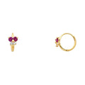 14K Yellow Gold Flower CZ Huggies (ER294)